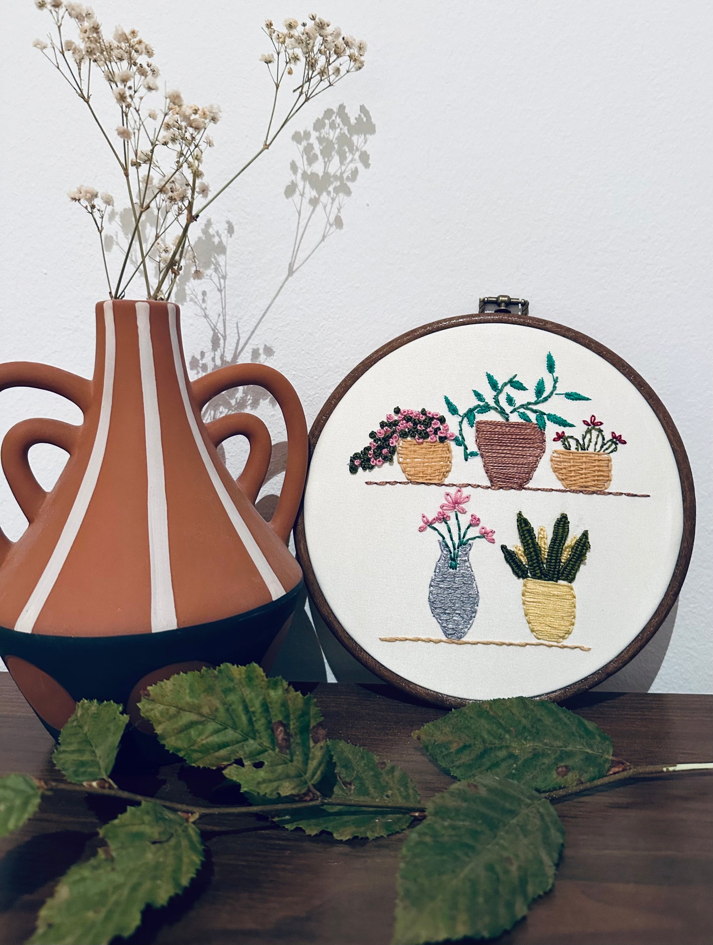 Handbestickterrahmen (Pflanzen Design)
